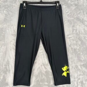 Under Armour Women's Cropped Length Workout Yoga Pants Logo Medium Athletic EUC